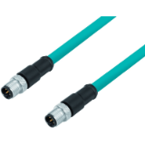 Verbindungsleitung Kabelstecker M12x1  - Kabelstecker M12x1, TPE blaugrün, geschirmt
