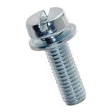 BN 374 - Slotted cheese head assembled screws with captive flat washer DIN 6902 A (DIN 84 Z1; DIN 6902 A), 4.8, zinc plated blue