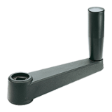 BN 14111 Crank handles with revolving handle and black-oxide steel boss with square through-hole H9