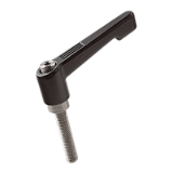 03.200.100.60.40 Lever handles with threaded stud, adjustable